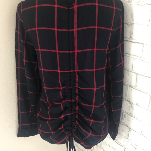 Navy & Red Long Sleeve Checkered Top - Picture 5 of 6